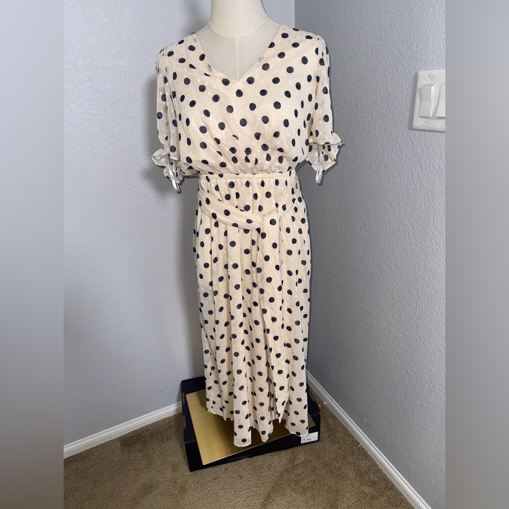 NWT-Anne Klein Women's Puff Sleeve Midi Dress - Picture 6 of 8